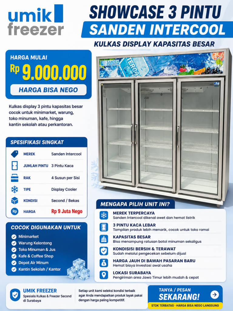 kulkas display 3 pintu Sanden Intercool second