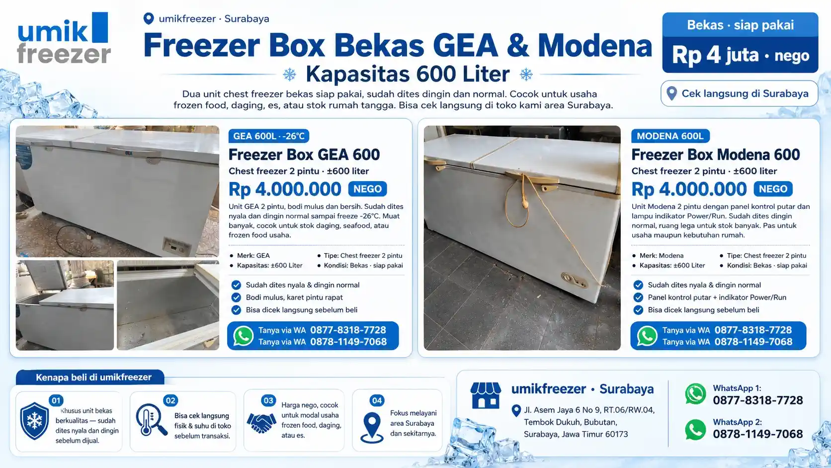 freezer box bekas GEA modena 600L surabaya freezer box bekas GEA modena 600L surabaya