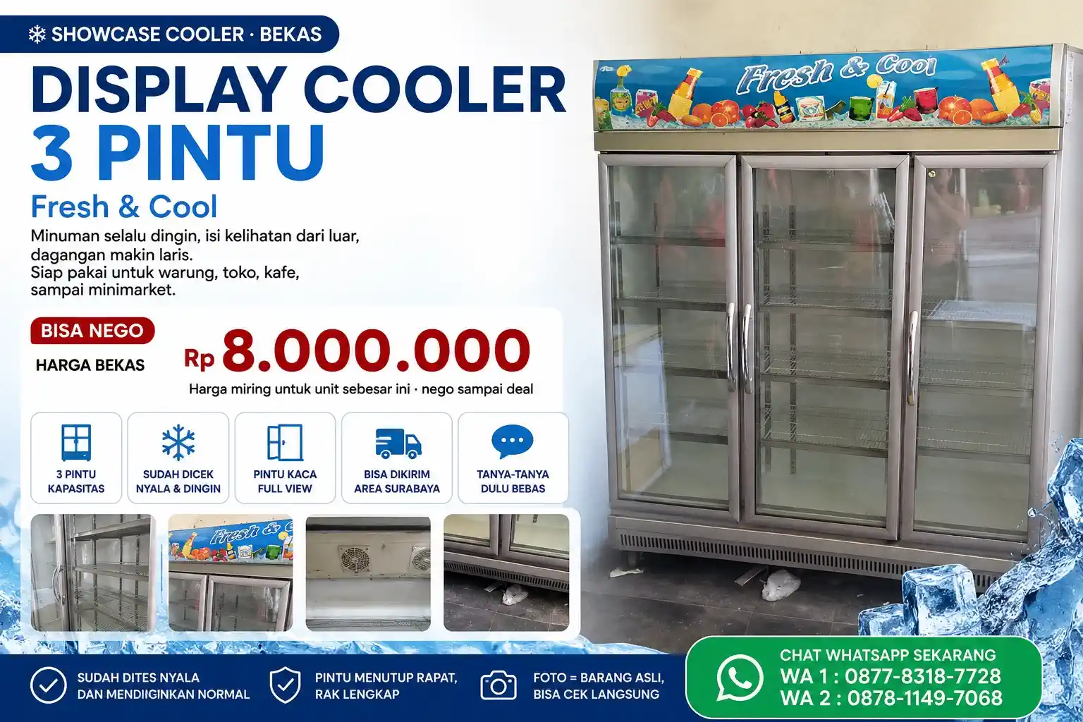showcase cooler bekas 3 pintu surabaya showcase cooler bekas 3 pintu surabaya
